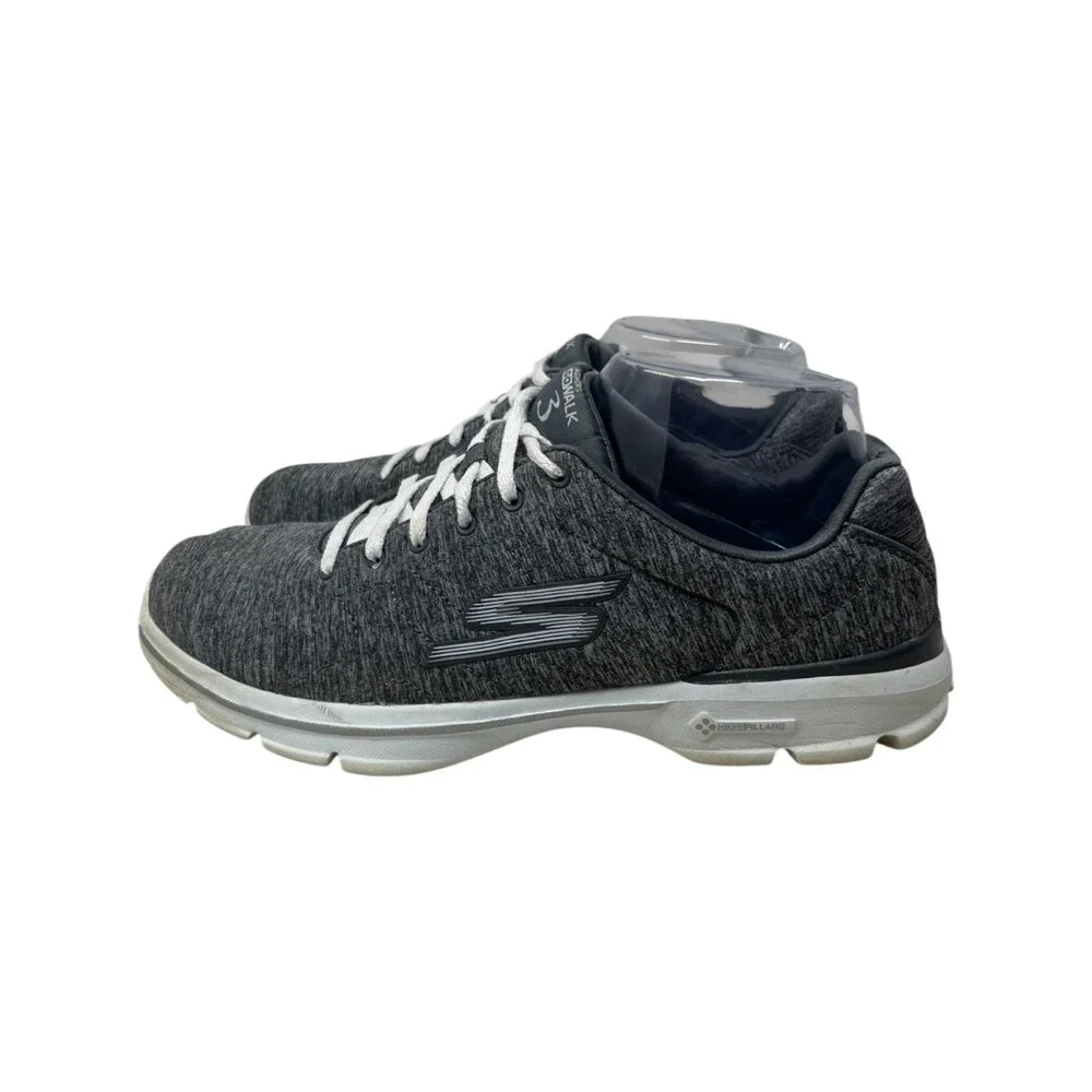 Skechers GOwalk 3 Sneakers Womens Size 8 Gray Heathered Lace Up Comfort Walking